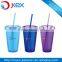 BPA Free double wall Plastic Mugs With Straw PVC paper
