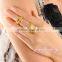 New model solid gold jewelry crystal double finger ring