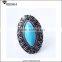Caroline Fashion Antique Silver Oval Mens Turquoise Rings