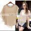 Irregular short sleeve chiffon bat shirt woman tops blouse