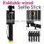 Best Selling 2015 Foldable Extendable Mini Selfie Stick new cable take pole selfie stick,wired selfie stick