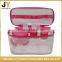 Easy carrying professional clear pvc waterproof bag + travel bottle set portable travel cosmetic bag