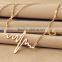 Personalized fashion jewelry gold plated waves heart pendant necklace