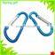 D shape hook colorful carabiner ,aluminium carabiner, metal hook carabiner
