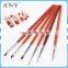 ANY Professional Nail Art Beauty Competetion 6PCS Rosewood Nail Polish Brush Set