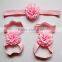 Pretty Newborn Baby Soft Handmade Flower Shoes with Matching Headband Infant Toddler Barefoot Sandals Walking                        
                                                Quality Choice