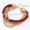 Fashion Fabric Weave Jewelry Multi Layers Rope Metal Chain Bracelet