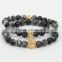 Natural Web Black Jasper Stone Beads Skull Bracelet 2015 Men Customs Stone Hamsa Bracelet 24kt Gold Lion Head Bracelet