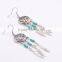 Retro national wind totem hollow metal feather tassel earrings original YIWU factory wholesale for OEM / ODM