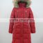 women winter faux fur hood knee length puffer quilted first down jacket