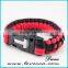 Outdoor wholesale paracord bracelet with logo, Military 550 paracord with firestarter and flint
