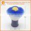 2015 flower shape charming blue nylon hair black plastic container flat kabuki brush