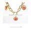 Stainless steel gold attractive girl's crystal charm bead bracelet