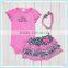 New 3pcs Clothes Suit Baby Girls Short Sleeve Happy Birthday Romper +Headband+Tutu Skirts Baby