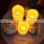 Flameless Wax Candles yellow flicking paraffin candles with remote control set of 3 led real wax candles for home deocoration
