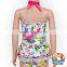 Girls Summer Swimming Outfits Strape Floral Plus Size Ruffle Wholesale Swimwear