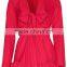 Ruffle long sleeve playsuit with V-neckline and knot at front