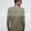 Khaki Longline Long Sleeve T Shirt for Men Elongated T-Shirt Cotton Elastane OEM o neck Curved Hem T Shirt wholesale