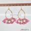 4 Tassels & 3 Pearl Anitc Gold Iron Wire Hoop Earrings