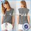 Yihao fashion Slub stripe contrast-sleeve tee shirt O-neck short sleeve custom tee shirts