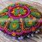 Embroidered Cotton Maxican Throw Round Pillow Cover Indian Decor Sofa Round Cushion Cover