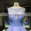 Panyu wedding dress 2016 China wholesale applique lace wedding dresses Panyu Sleeveless illusion Neckline Lace Wedding Gown Blue