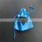 Shiny satin blue cloth bag for sunglass packed with PP rope