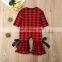 Christmas Baby Girl Romper Newborn Ruffle Black Red Plaids Jumpsuit with Bowknot for 0-2T