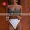 high waist sexy bikini Sexy printing lattice tie Chest pad Thong Beach spa bikinis swimwear women swimsuit biquini swimwear