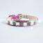 Strong PU leather small dog cat collar rhinestones studded handsome
