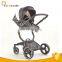 OEM luxury high view 3 in 1 PU leather waterproof baby stroller