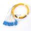 1.5m 12 Color Fiber Cores SC APC Single mode G652D 0.9mm Fiber Optic Bundle Pigtail