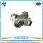 Double ferrule compression fitting, union cross fitting for metric tubes, pipe connector