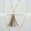 FACHION 2 LAYERED BEADED CORD TASSEL CHAIN NECKLACE