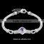 Fashion 925 Silver Plated Circle Thin Chain Bracelets With Crystal