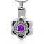 Silver Keepsake Urns Jewelry Stainless Steel Flower Shape Cremation with Red Gemstone polished Retro Style Urn Ash Necklace