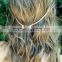 Clip-in Hair jewelry, Delicate Hair chain accessory, Tribal head chain, crystal jewels and silver hippie wedding head piece.