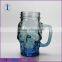 Machine made cheap price glass skull mason jar with handle                        
                                                Quality Choice
