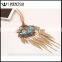 Wentou New Arrival Glossy Leaves Tassel Metal Pendant Necklace