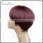 100% human hair large cap lace front wig wine red purecolor silk straight short hair wig