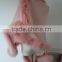 Pink Cashmere Cape Poncho With Match Color Raccoon Fur Hood Gorgeous Animal Fur Trimmed Square Shawl Cape