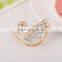 Gold Silver Plated Earring Jewelry Full Crystal Rhinestone Peocack feather Shape Ear Hang Earring For Women