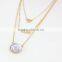 Hot Selling Round Turquoise Stone Crystal Bar 3 Layers Chain Pendant Necklaces For Women