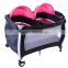 Metal Baby Playpen with Wheels, Aluminun Byby Travel Cot with Mosquito Net