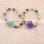 Gold Plated Sun Flower Agate Quartz Stone Connector Druzy Bracelet, Natural Amazon Stone Beaded Bracelets