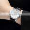 Stainless Steel Silver Case Black Leather Band Analog Date Quartz Men Business Watch