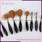 Cheap 10 pieces tooth shape custom make up brushes oval foundation makeup brush set