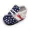 2017 New designs genuine leather usa flag baby moccasins high heel baby girl shoes with air hole