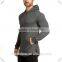 New Fashion Mens Longline Curved Hem Pullover Hoodie With Side Zippers Grey Plain Cotton Elastane Fleece Fitness Oem Gym Hoodie
