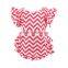 Kaiyo summer newest design baby romper for 0-3years girl red and white chevron printed ruffle jumpsuit newborn baby wear onesie